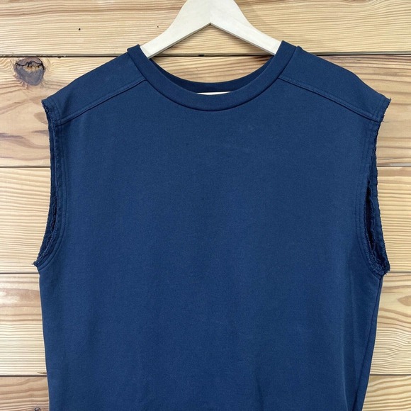 Public School NYC Dress Large Blue Sleeveless Sweatshirt Dress Lace Trim B86 - Picture 2 of 16